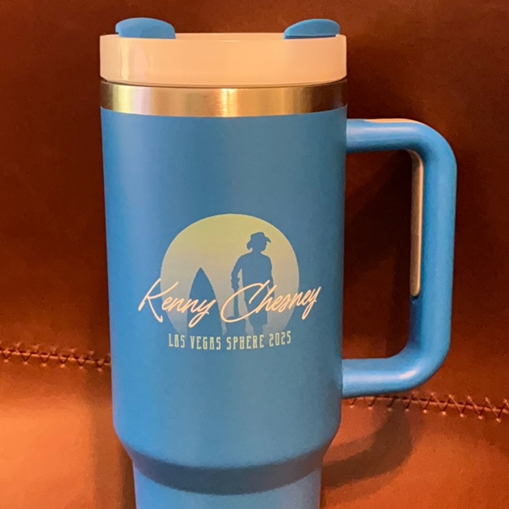 Kenny Chesney 40 oz Blue Tumbler with Lid and Straw - Picture 3 of 6